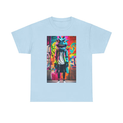 Street Monster Graphic T-Shirt in light blue, showcasing a vibrant graphic design that embodies urban streetwear elegance.