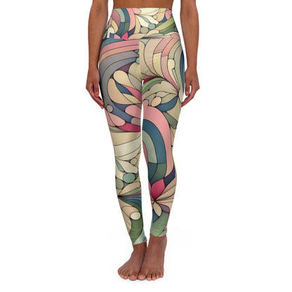 Luxury pastel patterned leggings from Dazzling Dreams Studio showcasing modern art-inspired designs and soft hues for a unique fitness style.