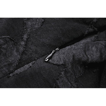 Close-up of the Dark in Love Zemira Dress highlighting the unique bat wing effect and luxurious plunging neckline, ideal for contemporary style enthusiasts.