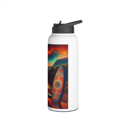 Stylish Fantasy Paddleboarding Stainless Steel Water Bottle, featuring dynamic paddleboard art, designed for those who value both form and function.