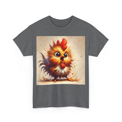 Explosive Joy Tee - Cartoon Bird Edition unisex cotton tee featuring a vibrant cartoon bird illustration on dark grey fabric, radiating joy and personality.