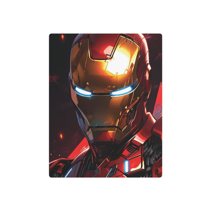 Marvel Iron Man Metal Art Poster illustrating Iron Man in action, crafted from premium materials, perfect for upscale decor in superhero-themed rooms.