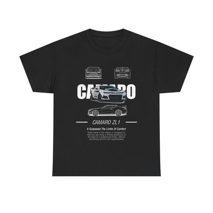 Men's Camaro ZL1 T-Shirt showcasing a sleek performance car design, ideal for auto enthusiasts who appreciate luxury and style.