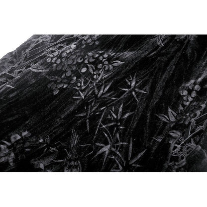 Close-up of the delicate embroidery on the Dark Rose Embroidered Layered Maxi Dress, highlighting luxurious details.