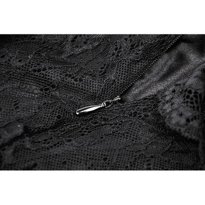 Close-up view of the Dark in Love Nevaeh Skirt highlighting the exquisite embroidery and dramatic design elements for a sophisticated gothic style.