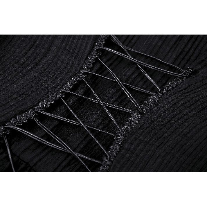 Detailed shot of the lace and silhouette of the Dark in Love Harlow Maxi Dress, emphasizing its ethereal appearance and sophisticated gothic style.