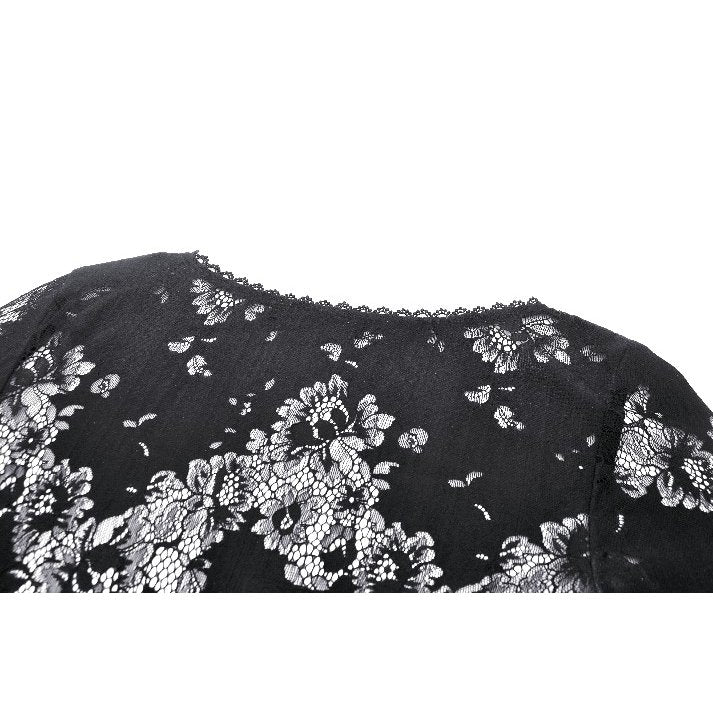 Close-up of the luxurious floral pattern on the Emersyn lace-trimmed robe, showcasing the exquisite craftsmanship and delicate details.