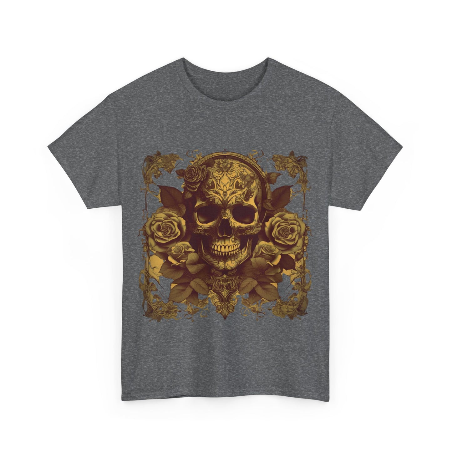 Skulls and Roses Cotton Tee, Unisex Graphic Shirt, 7 color choice