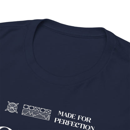 Close-up of the luxurious navy blue Porsche 911 RS men's t-shirt collar, highlighting its premium fabric and meticulous craftsmanship.