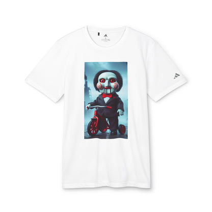 Adidas Unisex Halloween Jigsaw Cute T-shirt in classic white, elegantly displaying a Jigsaw design, perfect for stylish Halloween outings.