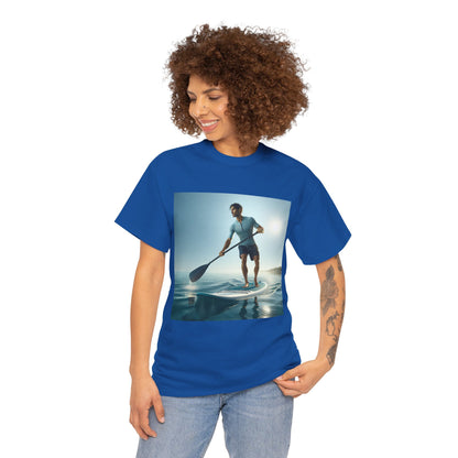 Comfortable and stylish Delightfull Paddle Board Adventure T-Shirt by Dazzling Dreams Studio, perfect for water sports enthusiasts.