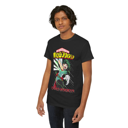 Stylish Izuku Midoriya Tee, capturing dynamic illustration with colourful details, perfect for showcasing anime passion.