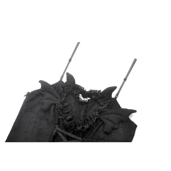 Model wearing the Dark in Love Mortalis Lace-Up Dress, styled for alternative clubwear and special occasions.