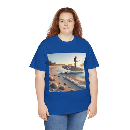 Lifestyle image of a paddler wearing Delightfull T-Shirt by Dazzling Dreams Studio, embodying the spirit of outdoor adventures.