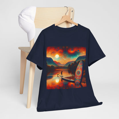 Comfortable and stylish Paddleboarding Scene T-Shirt by Dazzling Dreams Studio, designed for paddleboarding and outdoor excursions.