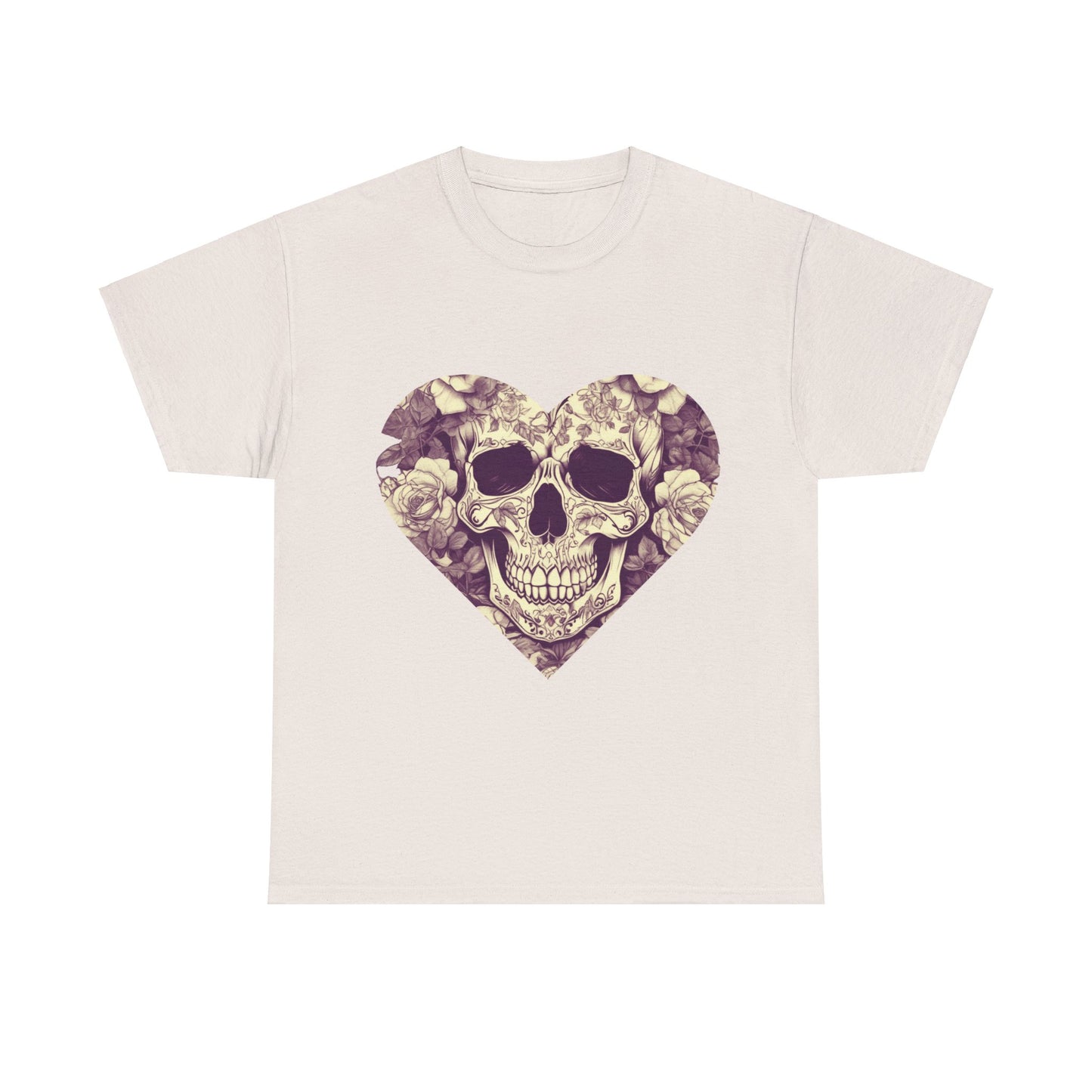 Skulls and Roses Cotton Tee, Unisex Graphic Shirt, 7 color choice