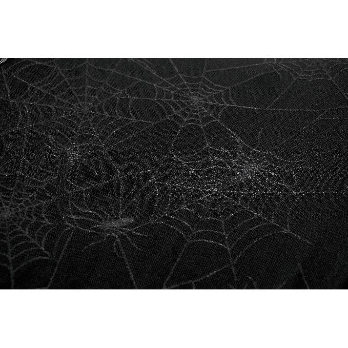 Ethereal and dramatic Dark in Love Jax Spider Print Long Dress showcasing detailed web design on sheer fabric.