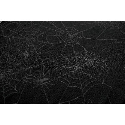 Ethereal and dramatic Dark in Love Jax Spider Print Long Dress showcasing detailed web design on sheer fabric.
