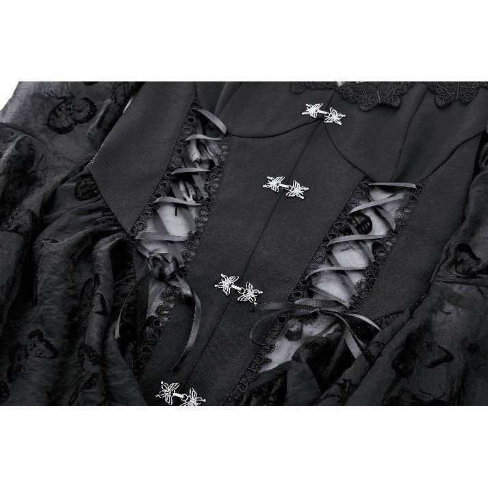 Close-up of the stunning lace fabric of the Dark in Love Blanche Victorian gothic dress, highlighting its unique texture and romantic design.