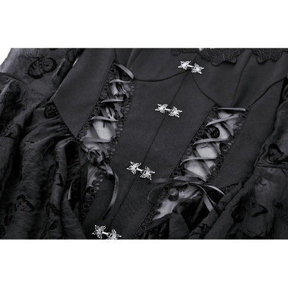 Close-up of the stunning lace fabric of the Dark in Love Blanche Victorian gothic dress, highlighting its unique texture and romantic design.