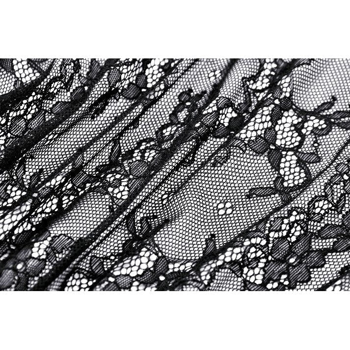 Elegant Aoife Black Lace Top featuring a High-Neck Victorian Collar and Eyelash Lace Cuffs, perfect for gothic style lovers, designed by Kate's Clothing.