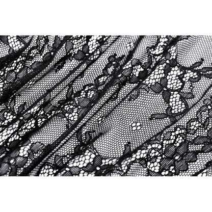 Elegant Aoife Black Lace Top featuring a High-Neck Victorian Collar and Eyelash Lace Cuffs, perfect for gothic style lovers, designed by Kate's Clothing.