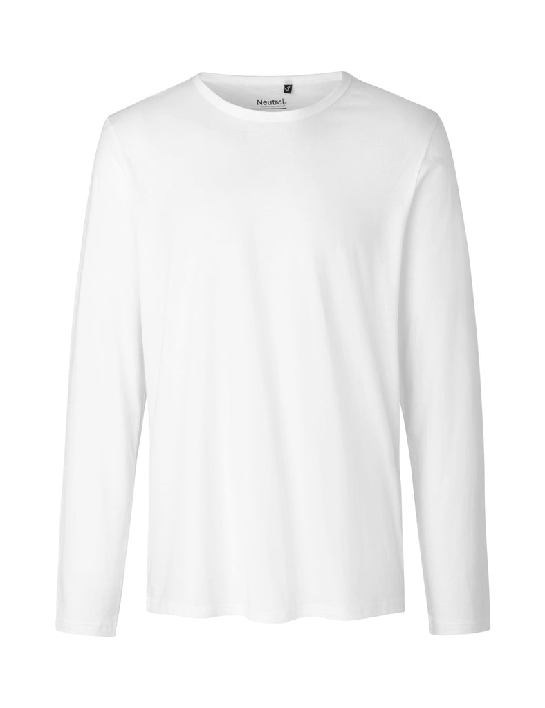 Elegant Fairtrade Organic Combed Cotton Long Sleeve T-Shirt for Men, showcasing a stylish and eco-friendly relaxed fit.