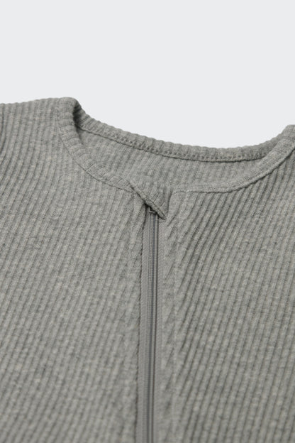 Elegant Dove Grey Zipper Sleepsuit for infants and toddlers by DreamBuy, ensuring a peaceful night's sleep.