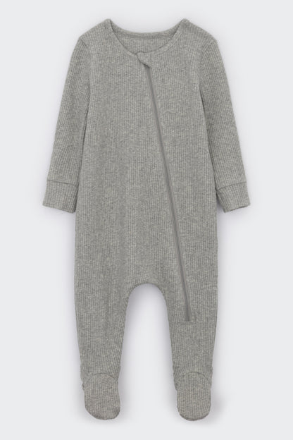 High-quality Zipper Sleepsuit in Dove Grey for babies by DreamBuy, designed for easy dressing and undressing.
