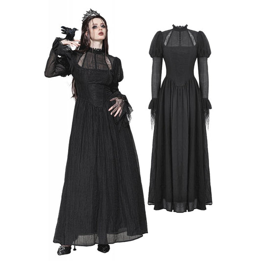 Dark in Love Harlow Gothic Lace Maxi Dress showcasing Victorian-inspired lace detailing and an enchanting silhouette.