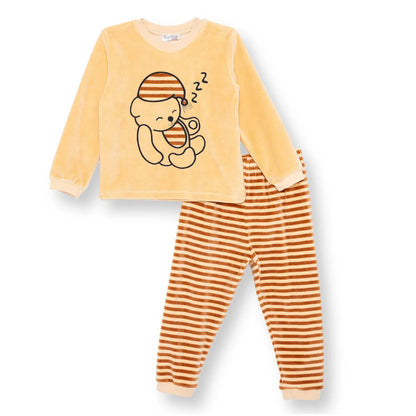 HelloBaby Velvet Pyjama Set - Light Brown