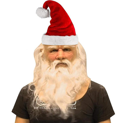 Old White Mask Bald Old Latex Headgear - Whimsical Santa Claus design featuring playful elements, suitable for festive celebrations.