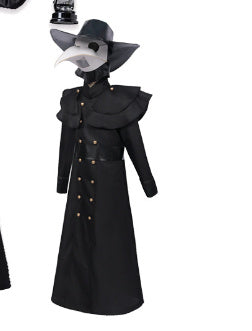 Halloween Dark Dungeon Hero Costume featuring a Plague Doctor design with a dramatic black cloak and mask, perfect for mysterious gatherings.
