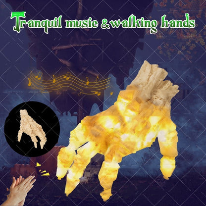 Halloween Electric Luminous Crawling Hand Animated Decoration with tranquil music and walking feature, designed to surprise and scare guests during Halloween celebrations.