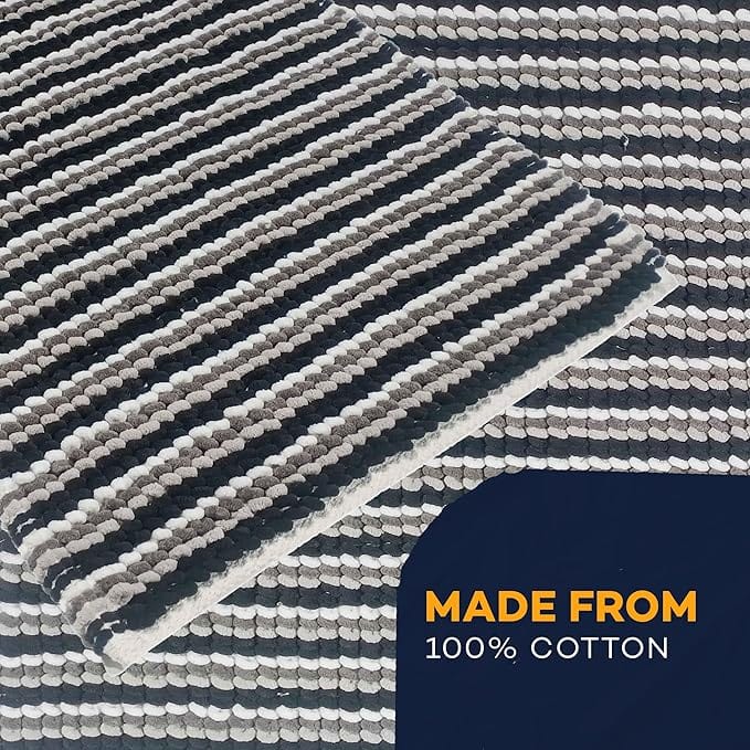 Elegant display of the OLIVIA ROCCO Amalfi Bath Mat Set in a beautifully styled bathroom environment, highlighting its versatility and aesthetic appeal.