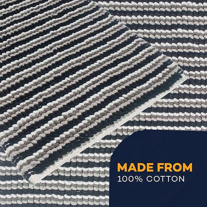 Elegant display of the OLIVIA ROCCO Amalfi Bath Mat Set in a beautifully styled bathroom environment, highlighting its versatility and aesthetic appeal.