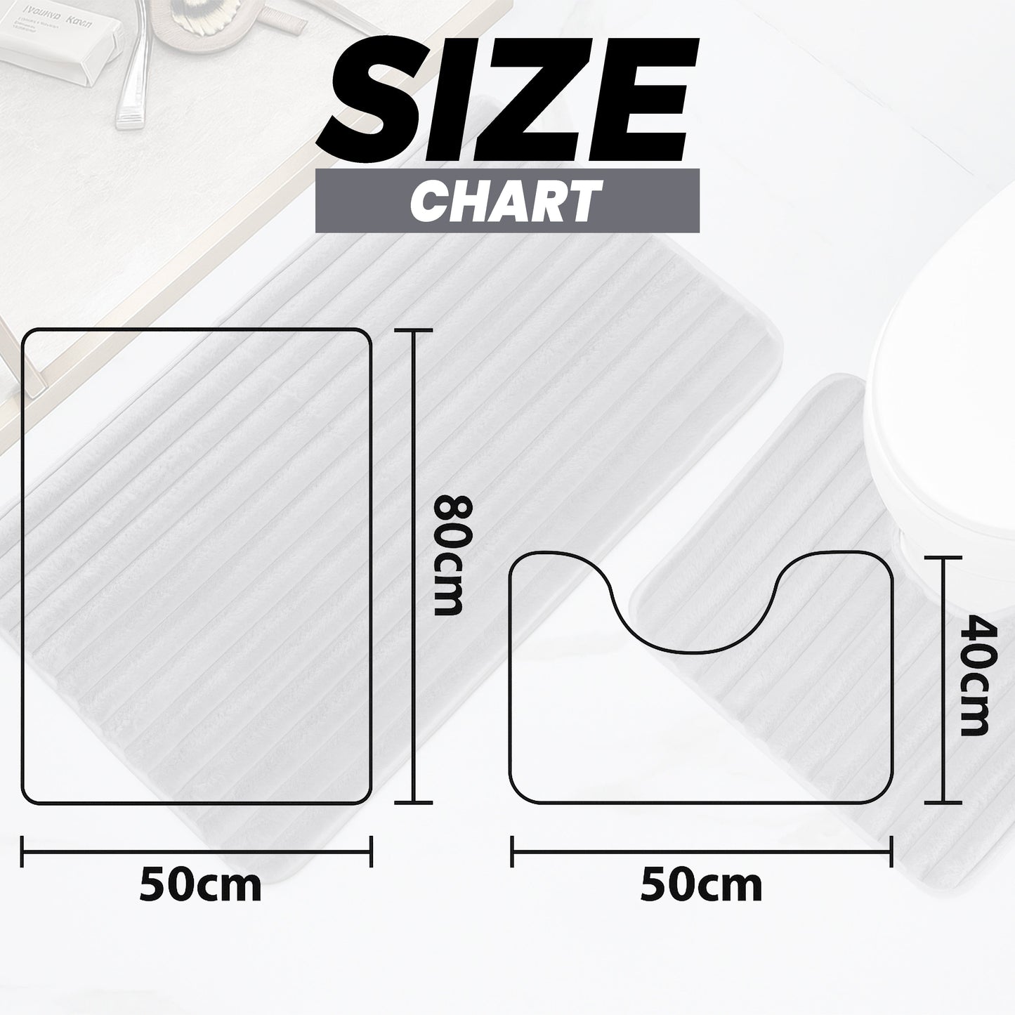 Luxurious 2 Piece Extra Soft Charcoal Ribbed Bath Mat Set featuring non-slip, super absorbent mats ideal for modern bathrooms.