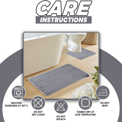 Elegant Charcoal Ribbed Bath Mat Set by Olivia Rocco showcasing plush material and a sleek design for a sophisticated bathroom decor.