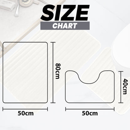 Luxurious cream ribbed bath mat set by OLIVIA ROCCO, showcasing plush texture and super absorbent properties, designed for ultimate bathroom comfort and safety.