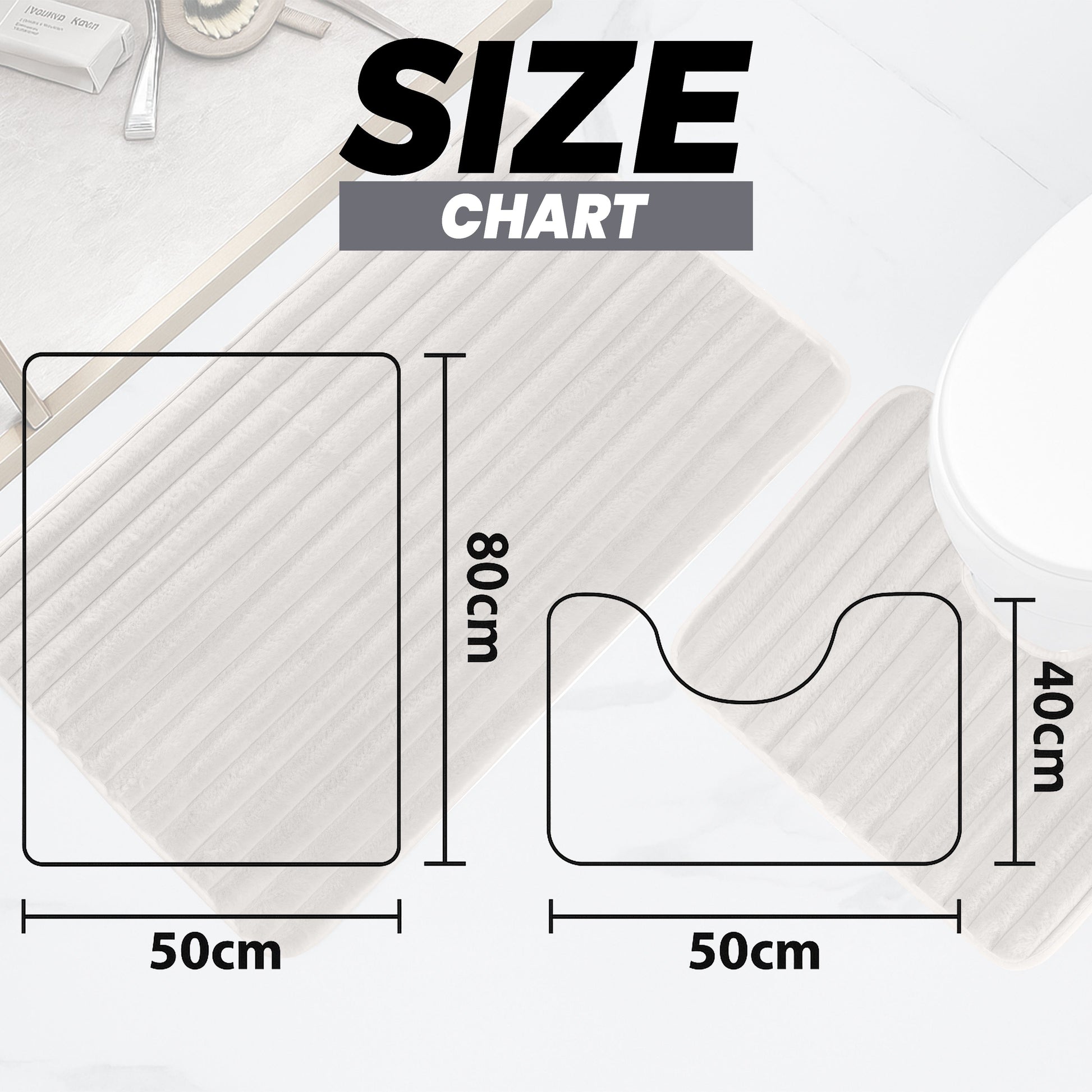 Non-slip backing of the OLIVIA ROCCO 2 Piece Ribbed Bath Mat Set, ensuring safety and security on wet bathroom floors, suitable for families and seniors.