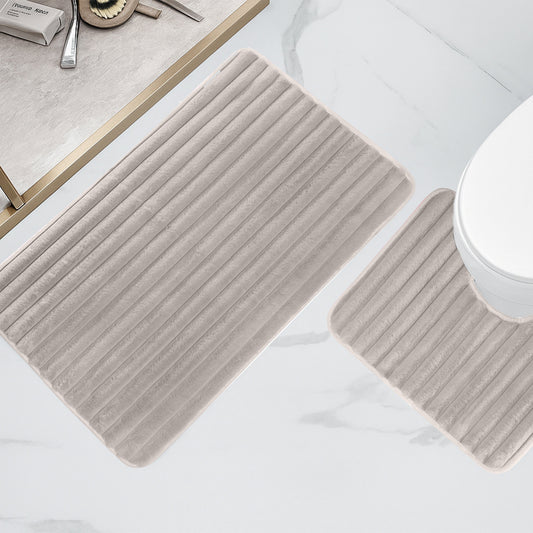 High-quality anti-slip TPR backing of the 2 Piece Ribbed Bath Mat Set, ensuring safety and stability on wet bathroom floors, ideal for families and seniors.