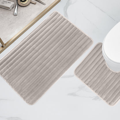 High-quality anti-slip TPR backing of the 2 Piece Ribbed Bath Mat Set, ensuring safety and stability on wet bathroom floors, ideal for families and seniors.