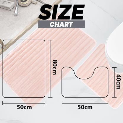 Non-slip TPR backing of OLIVIA ROCCO's pink bath mat set, ensuring safety and stability on wet surfaces in an elegant bathroom setting.