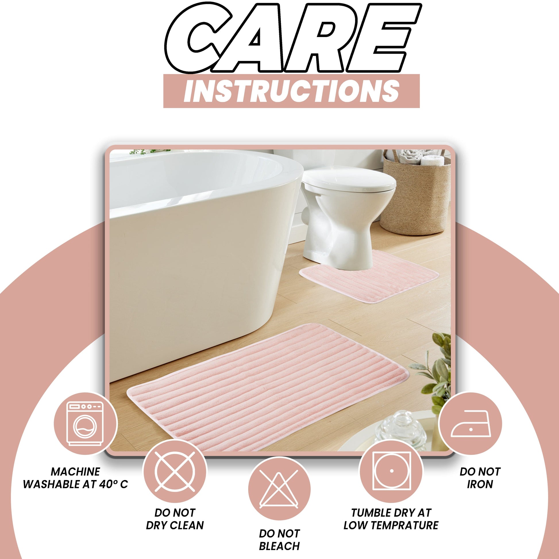 Stylish pink toilet mat from OLIVIA ROCCO, designed for luxury and function, perfectly contours around the base of the toilet for an elegant finish.