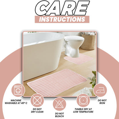 Stylish pink toilet mat from OLIVIA ROCCO, designed for luxury and function, perfectly contours around the base of the toilet for an elegant finish.
