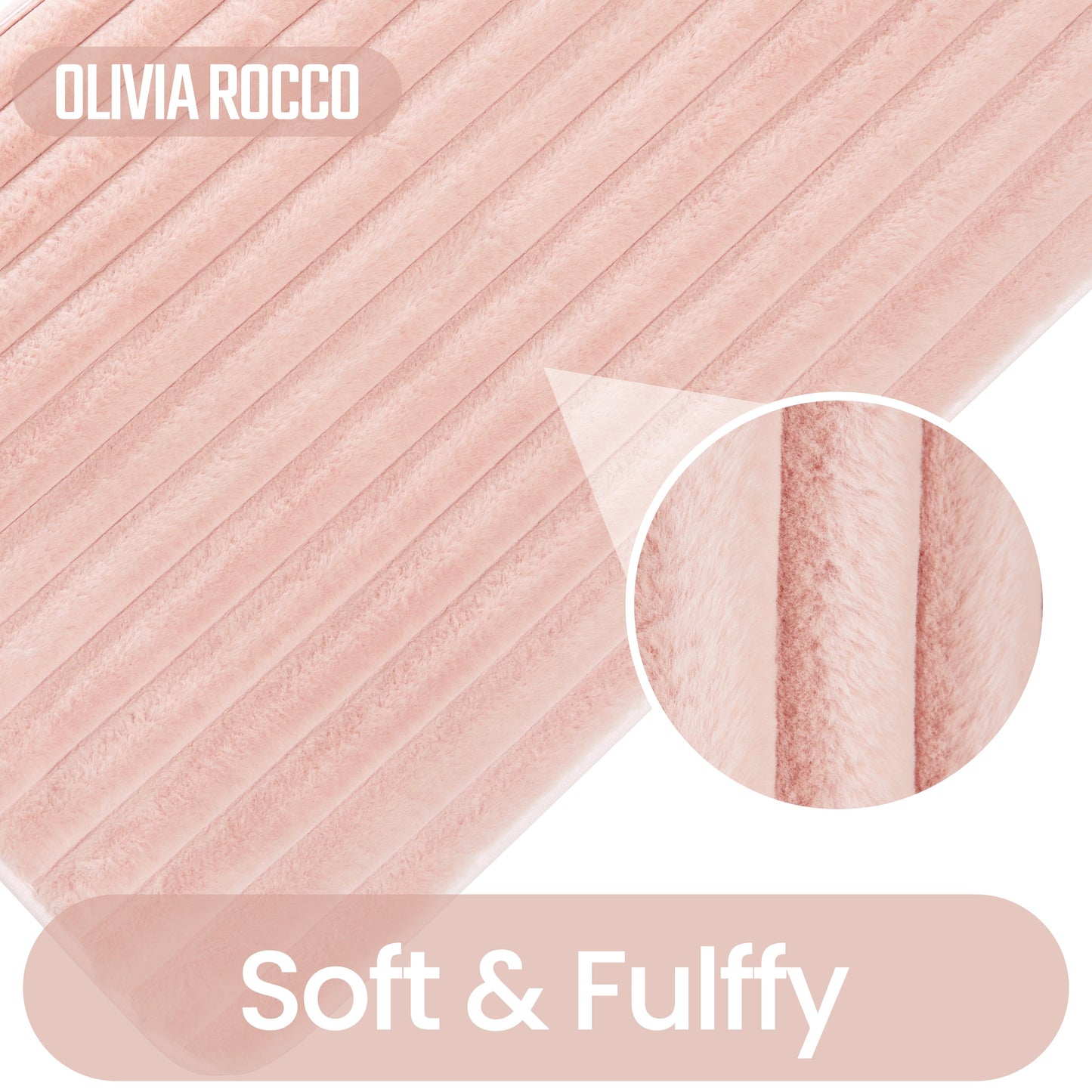 Chic pink 2 piece ribbed bath mat set by OLIVIA ROCCO, showcasing luxurious softness and modern elegance for a stylish bathroom decor.