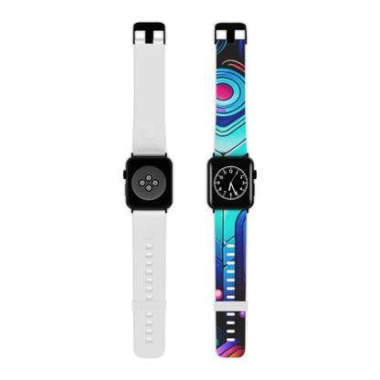 GraphiCraze Neon Abstract Pattern Apple Watch Band by Dazzling Dreams Studio displayed elegantly, capturing the essence of vibrant urban fashion.