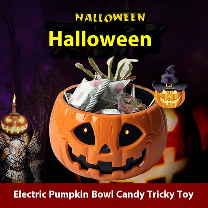 Children's Creative Electric Halloween Pumpkin Lamp Candy Bowl featuring a festive pumpkin design with candies inside, perfect for Halloween celebrations.