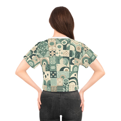 Aurelia Starling T-Shirt featuring organic shapes in pastel green by Dazzling Dreams Studio, exemplifying luxury and contemporary fashion.