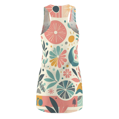 Close-up view of the Alessandro Valencia Racerback Dress from Dazzling Dreams Studio, highlighting the contemporary racerback design and lightweight fabric ideal for summer wear.